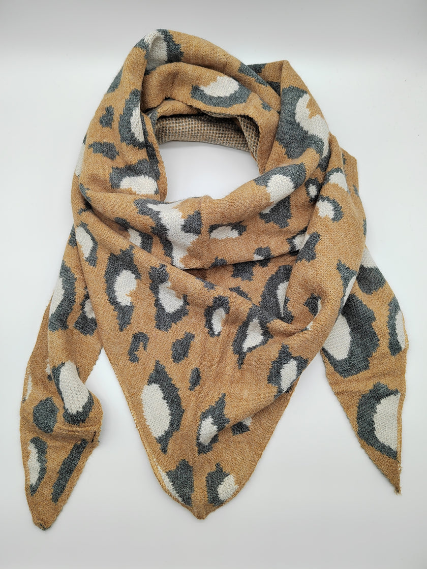 Dreiecks-Schal Leo in Camel/Grau Artikel 5505