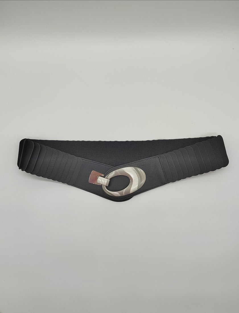 Stretchgürtel mit runder Schnalle Silber in versch. Farben Artikel 5572