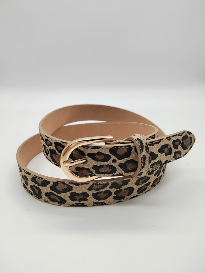 Gürtel Schmal kleinerer Leo-Print Gold Artikel 5364