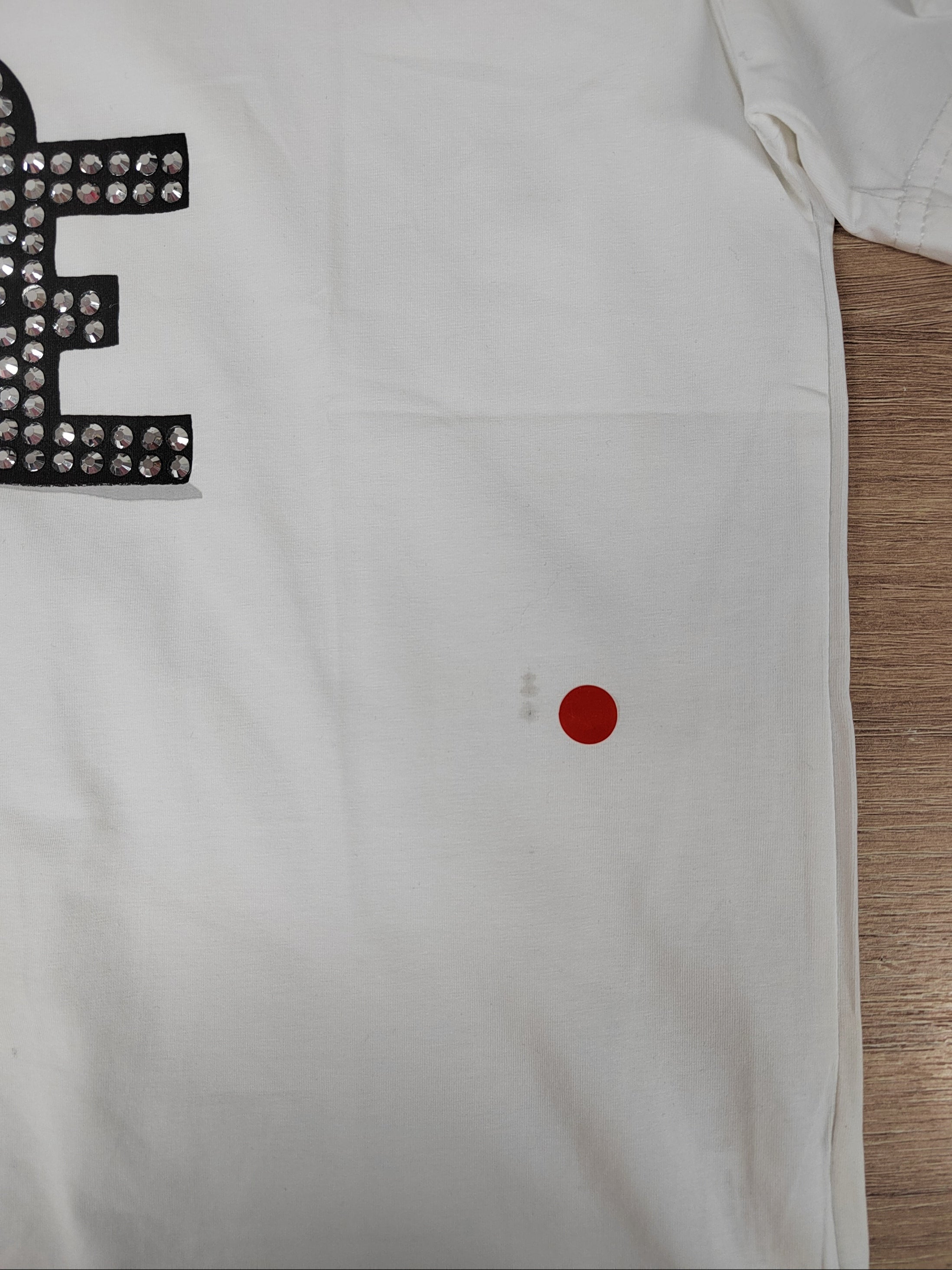B-WARE T-Shirt Teddy mit Steinchen in Weiß Artikel 5555