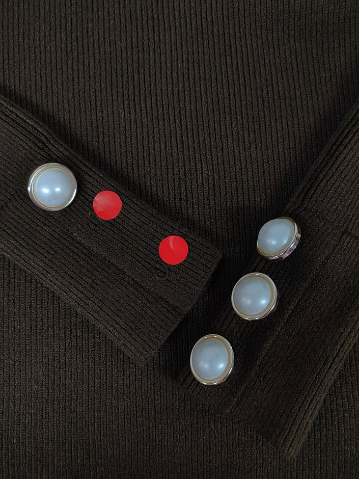 B-WARE Pullover Rollkragen mit Zierknöpfen in Braun Artikel 5458