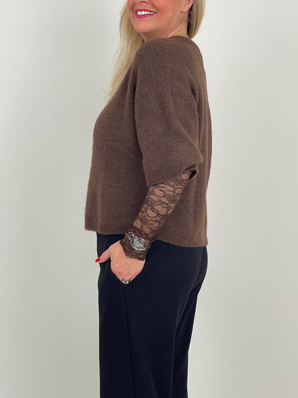 Strickpullover mit 3/4 Ärmeln Mokka Art. 6572