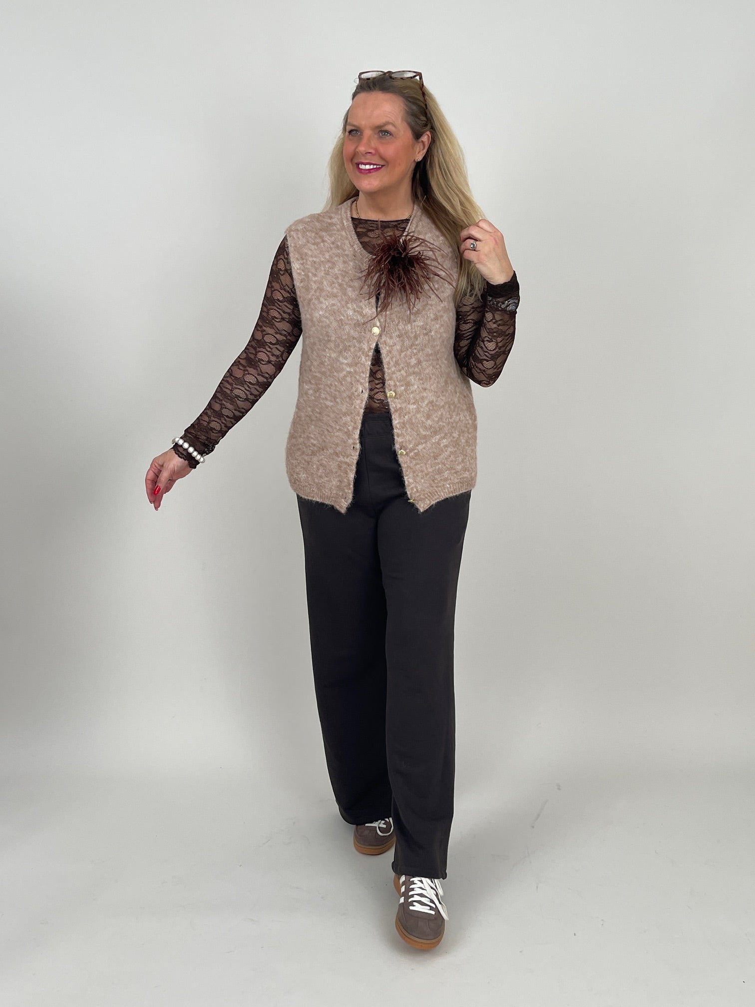 Weste Goldknöpfe in Camel Art. 6576