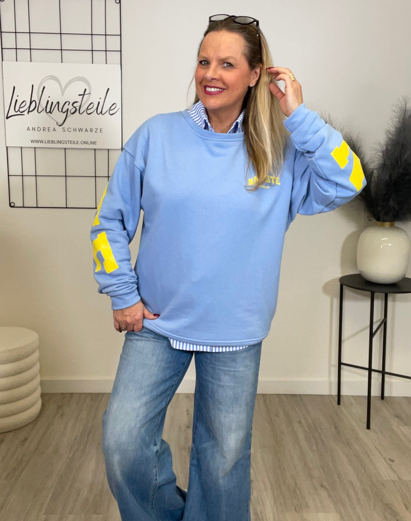Sweatshirt mit Schriftzug in Blau Artikel 6791