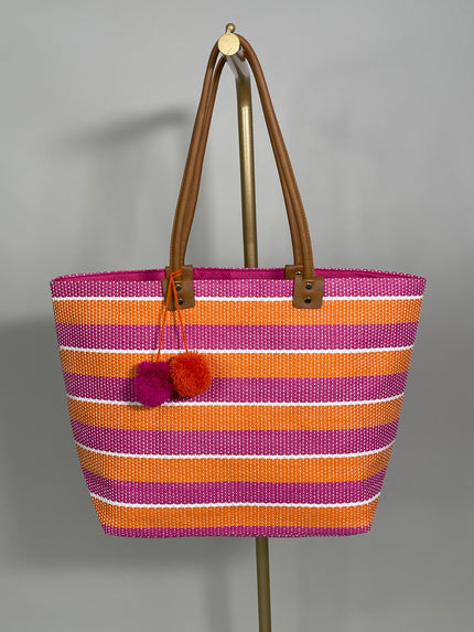 Tasche Groß Pink/Orange gestreift Artikel 5763