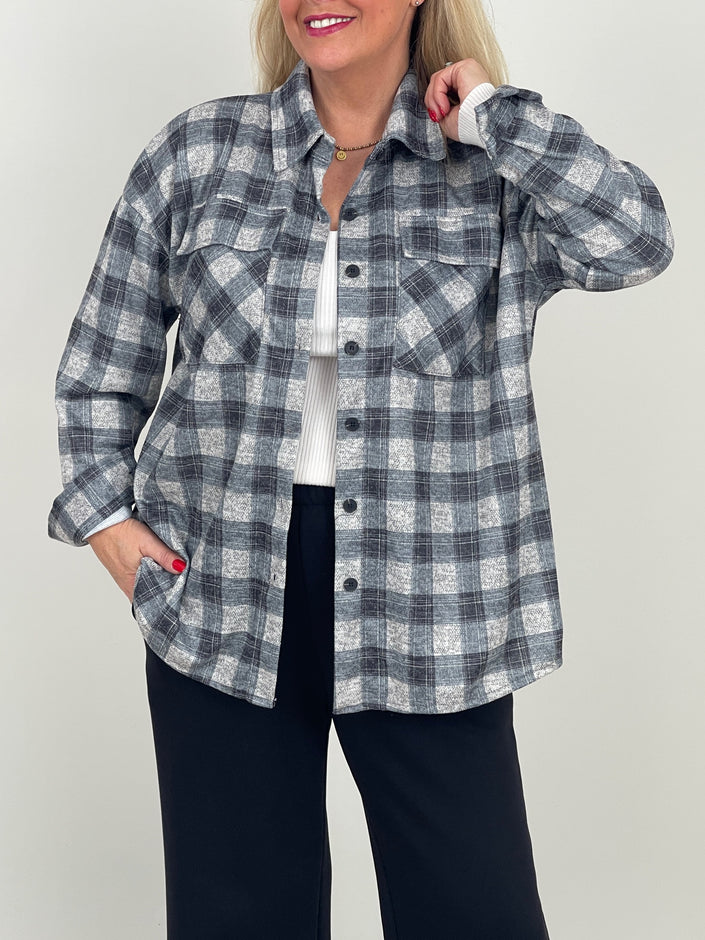 Blusenhemd Karo Muster in Grautönen Artikel 6547