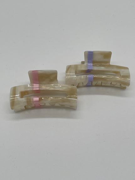 Haarklammer Beige mit Streifen Artikel 5079
