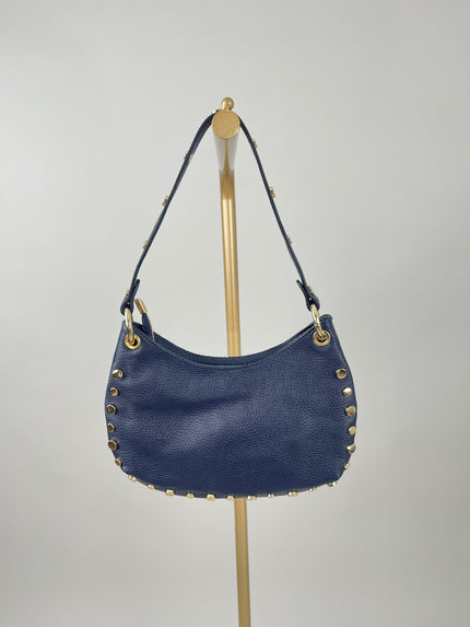 Tasche Echtleder mit Nieten in Marine Art. 7124