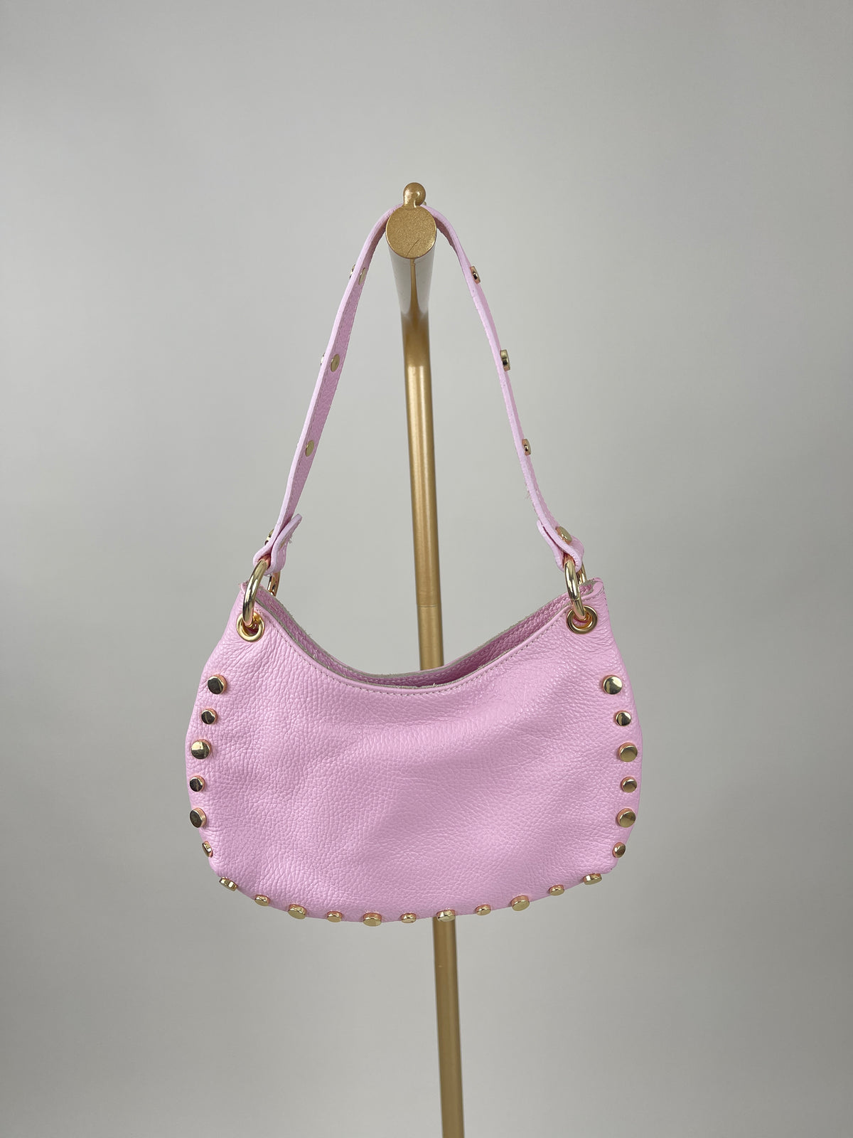 Tasche Echtleder mit Nieten in Rosa