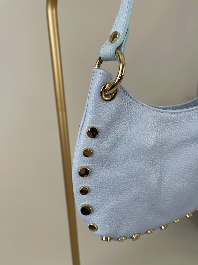 Tasche Echtleder mit Nieten in Hellblau