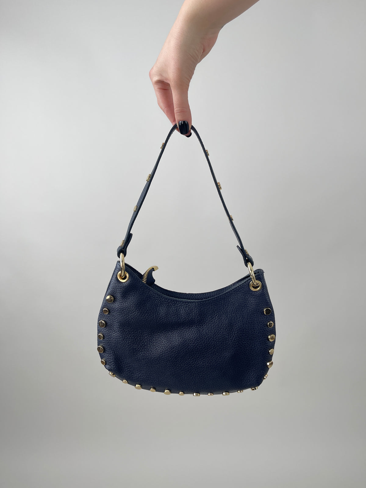 Tasche Echtleder mit Nieten in Marine
