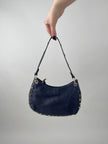 Tasche Echtleder mit Nieten in Marine