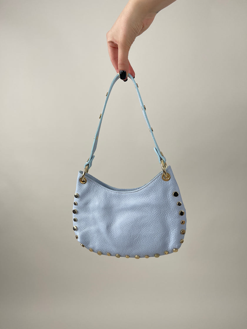 Tasche Echtleder mit Nieten in Hellblau