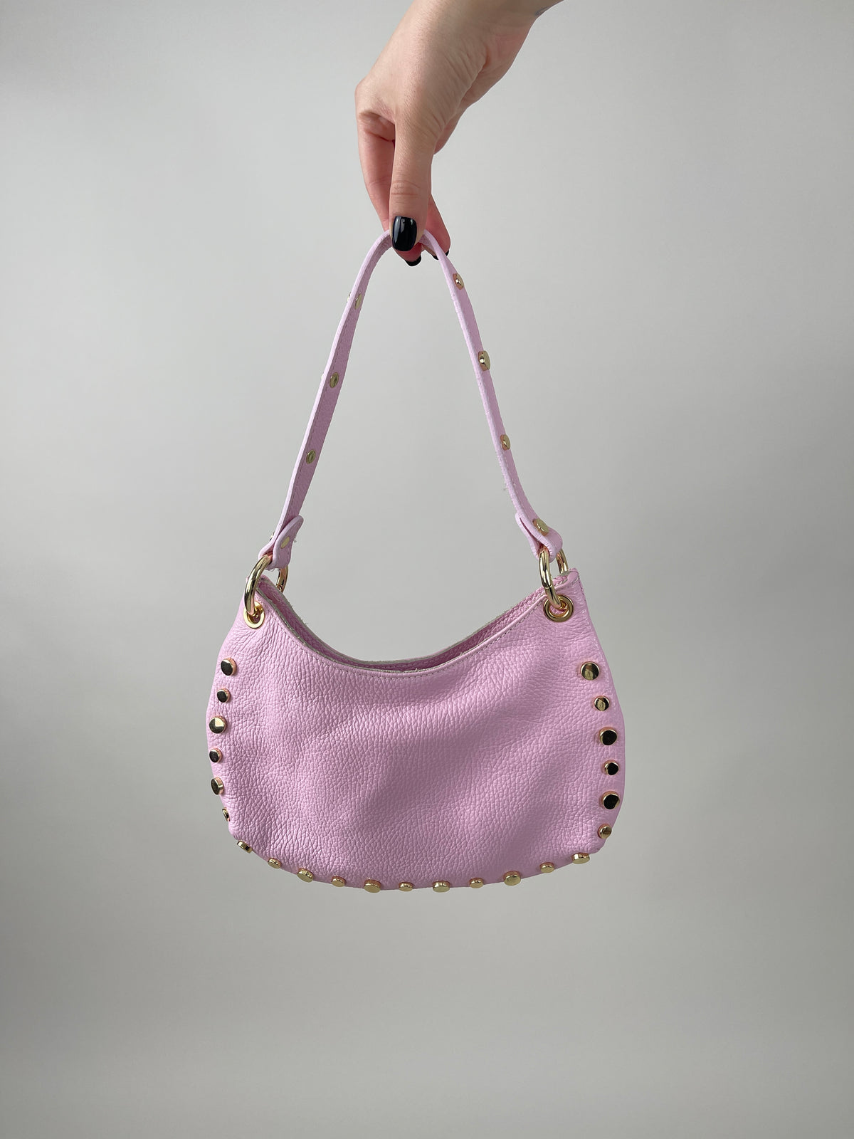 Tasche Echtleder mit Nieten in Rosa