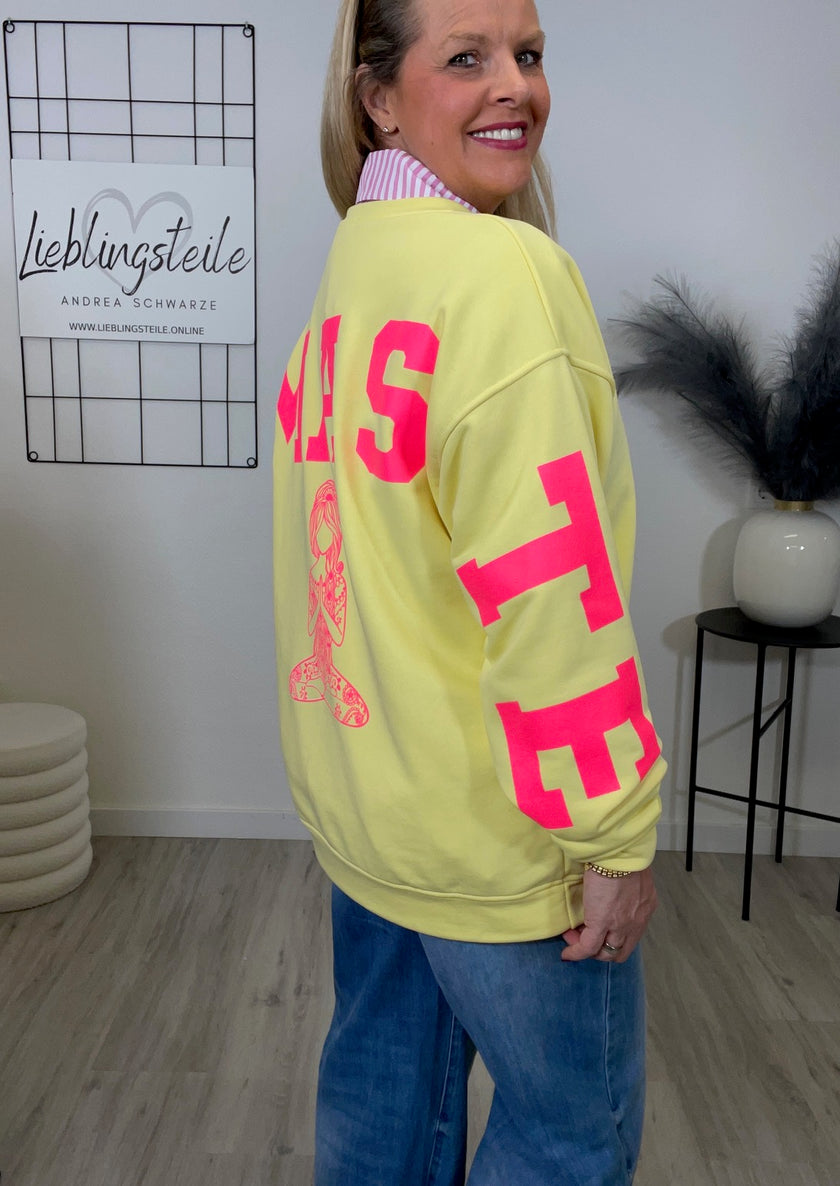 Sweatshirt mit Schriftzug in Gelb Artikel 6790