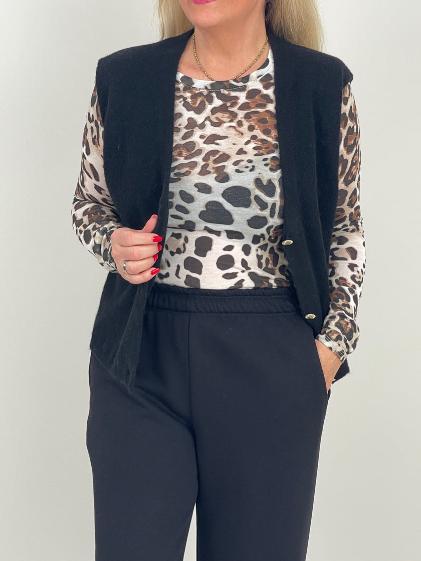 Strickweste mit goldfarbenen Knöpfen in Schwarz Art. 6561