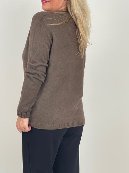 Pullover Feinstrick mit Herz in Braun Art. 6542
