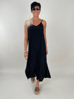 Kleid Satin-Ausschnitt in Schwarz Artikel 6198