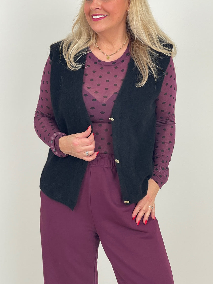 Strickweste mit goldfarbenen Knöpfen in Schwarz Art. 6561