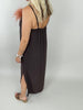 Kleid Satin-Ausschnitt in Mokka Artikel 6197
