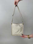 Tasche Echtleder mit Nieten in Beige