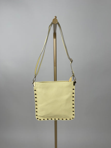Tasche Echtleder mit Nieten in Gelb