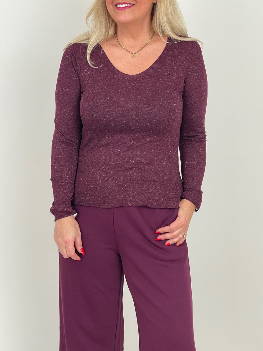 Langarmshirt Uni/Glitzer in versch. Farben Artikel 6548