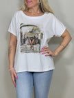 T-Shirt mit Aufdruck in Weiß/Khaki Artikel 5775