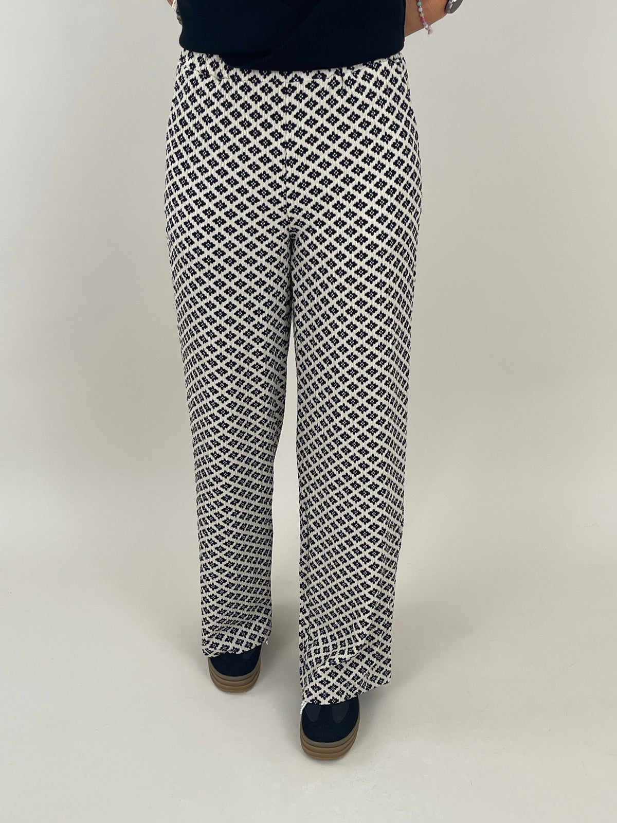 Marlene Hose Muster in Beige/Schwarz