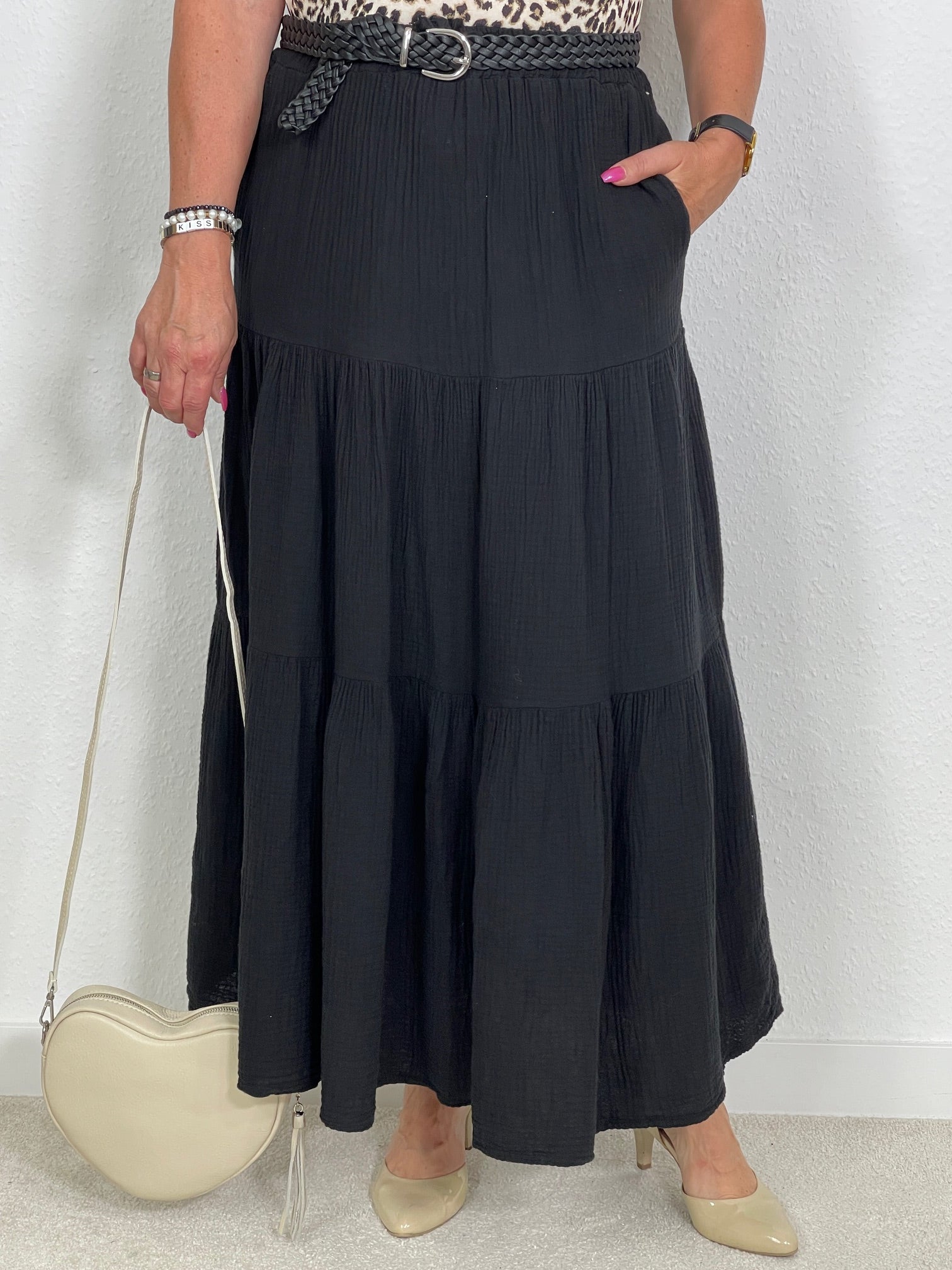 Rock Maxi Musselin in Schwarz Artikel 5089