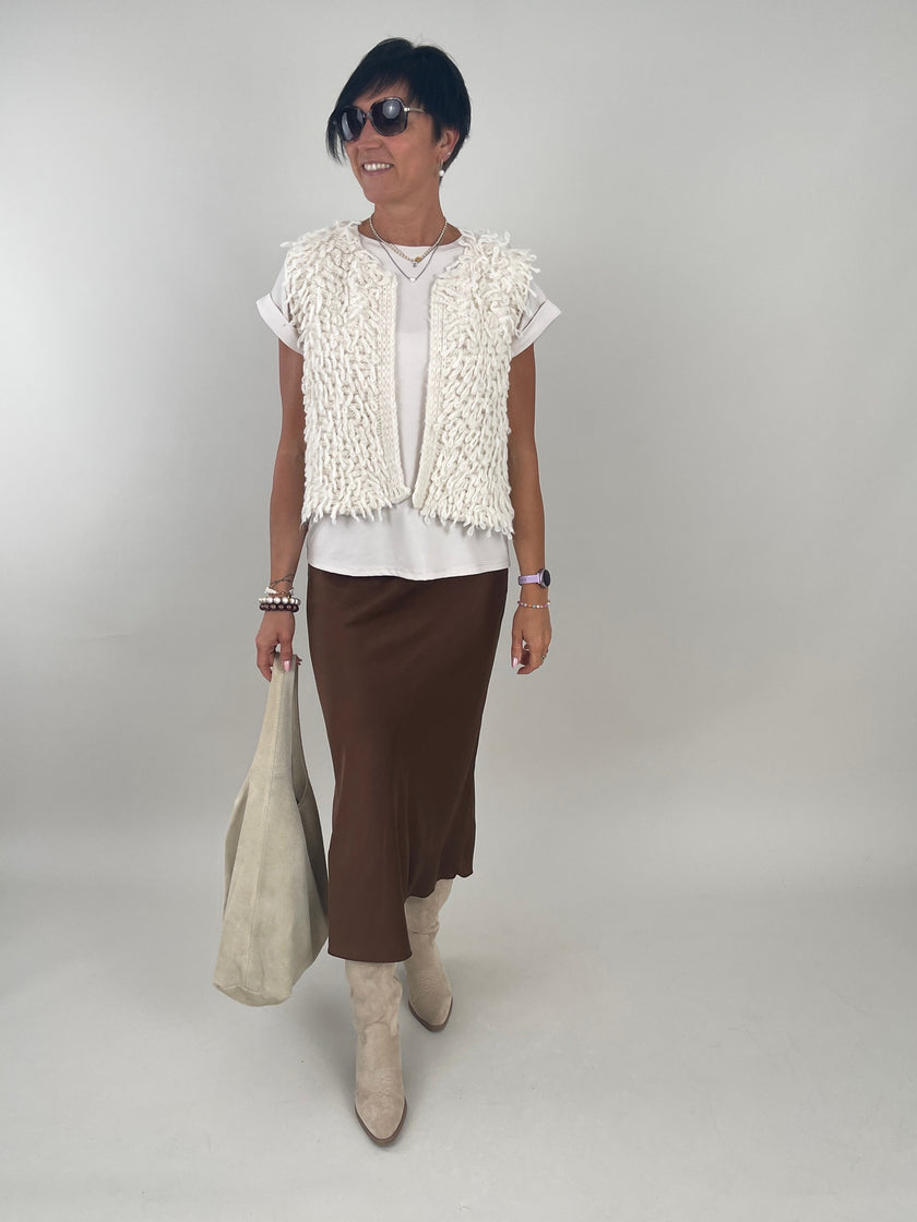 Rock in Satin-Optik in Braun Artikel 6196