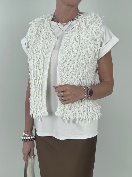 Weste mit Fransen in Creme Artikel 6205