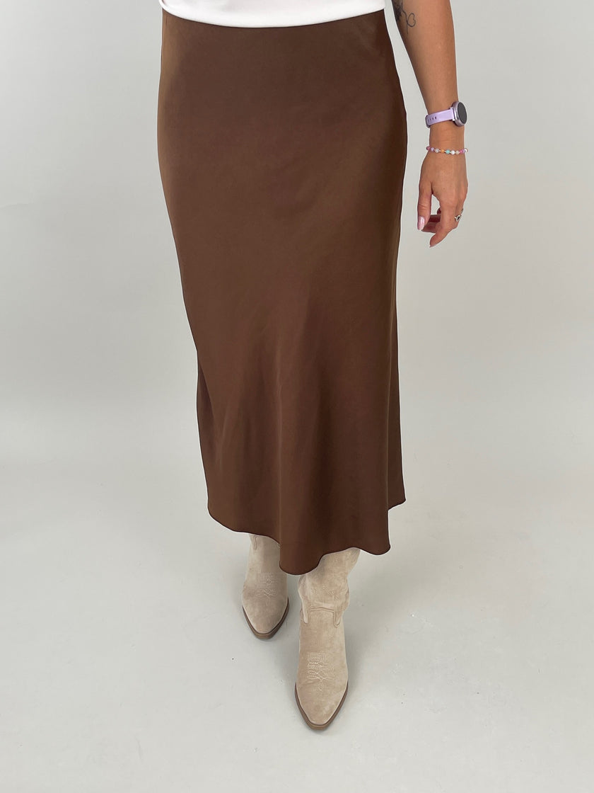 Rock in Satin-Optik in Braun Artikel 6196