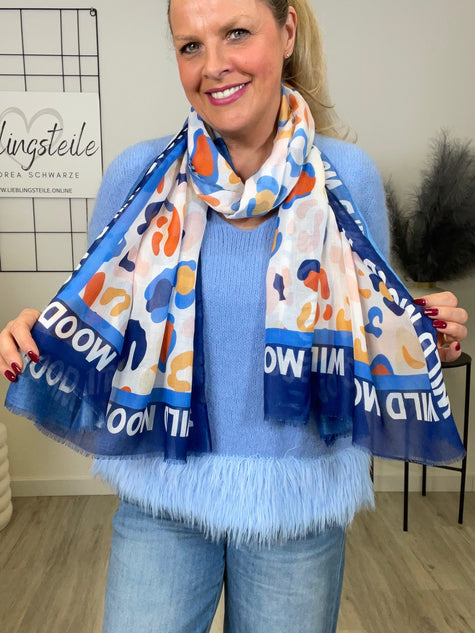 Schal Wild Mood in Blau/Bunt Leo Art. 6814