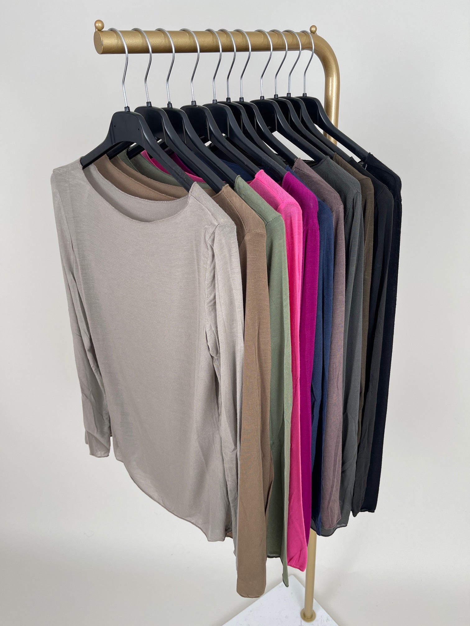 Langarmshirt mit Cashmere Uni in verschiedenen Farben Artikel 6213