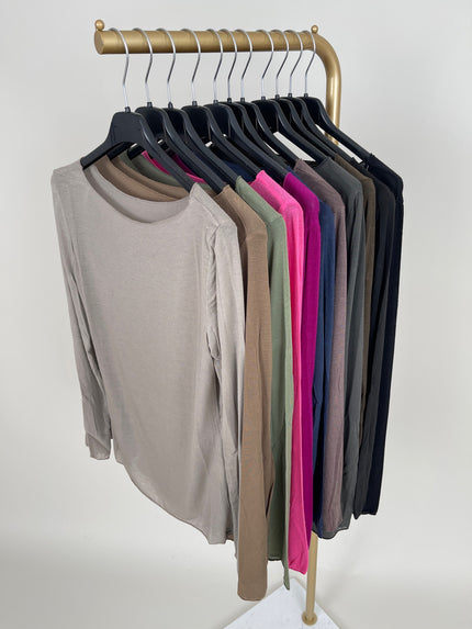 Langarmshirt mit Cashmere Uni in verschiedenen Farben Artikel 6213