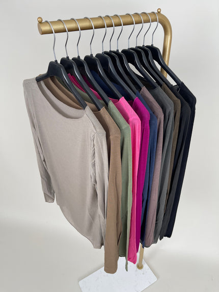 Langarmshirt mit Cashmere Uni in verschiedenen Farben Artikel 6213