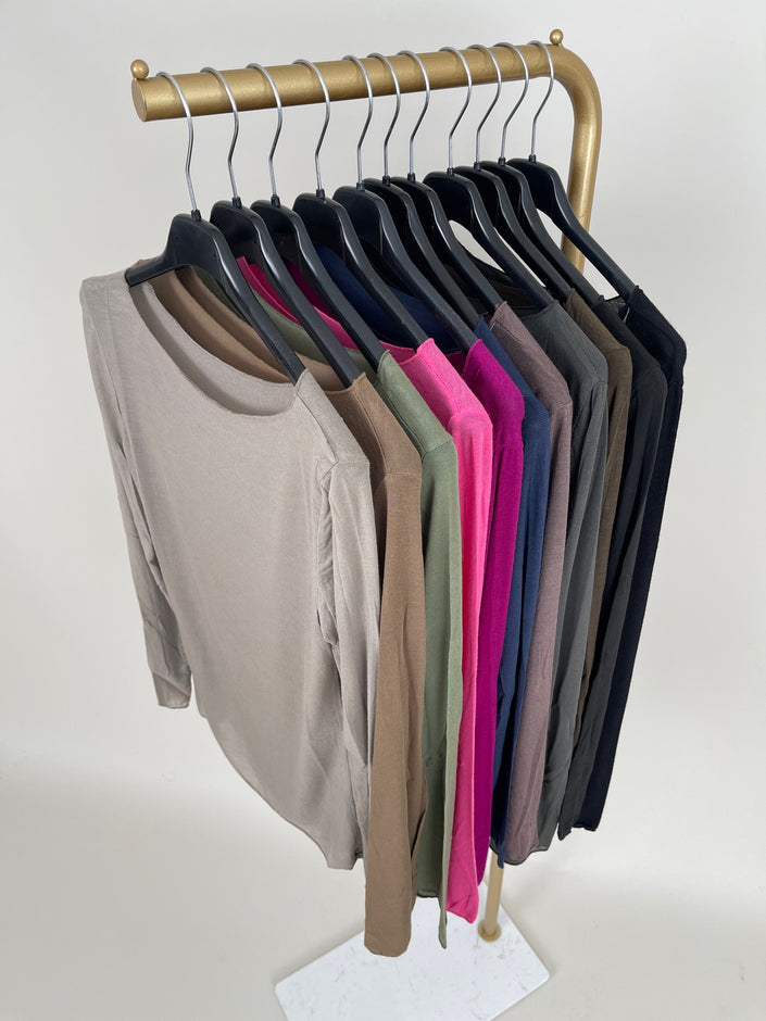 Langarmshirt mit Cashmere Uni in verschiedenen Farben Artikel 6213