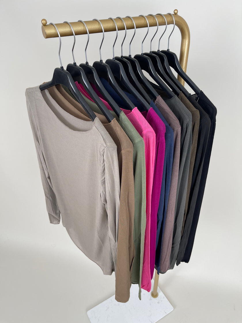 Langarmshirt mit Cashmere Uni in verschiedenen Farben Artikel 6213