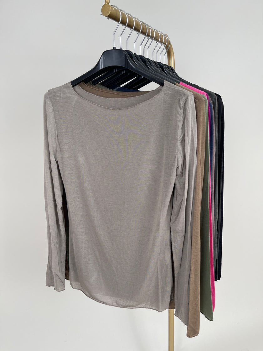 Langarmshirt mit Cashmere Uni in verschiedenen Farben Artikel 6213