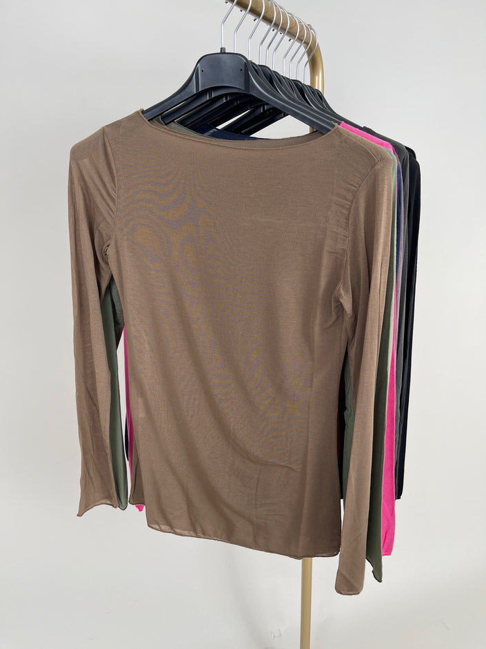Langarmshirt mit Cashmere Uni in verschiedenen Farben Artikel 6213