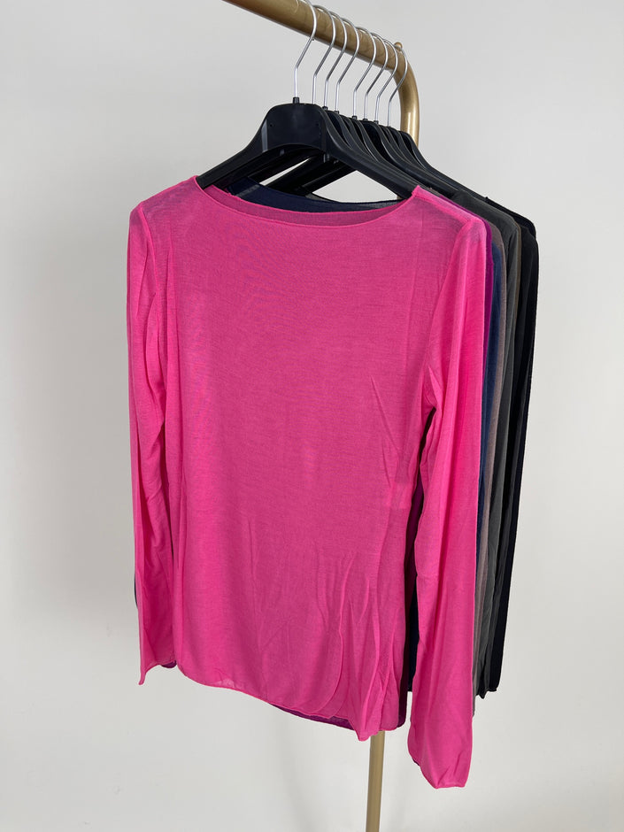 Langarmshirt mit Cashmere Uni in verschiedenen Farben Artikel 6213