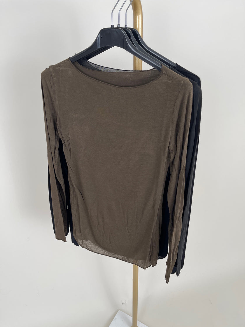 Langarmshirt mit Cashmere Uni in verschiedenen Farben Artikel 6213