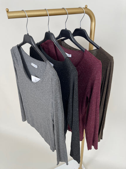 Langarmshirt Uni/Glitzer in versch. Farben Artikel 6548