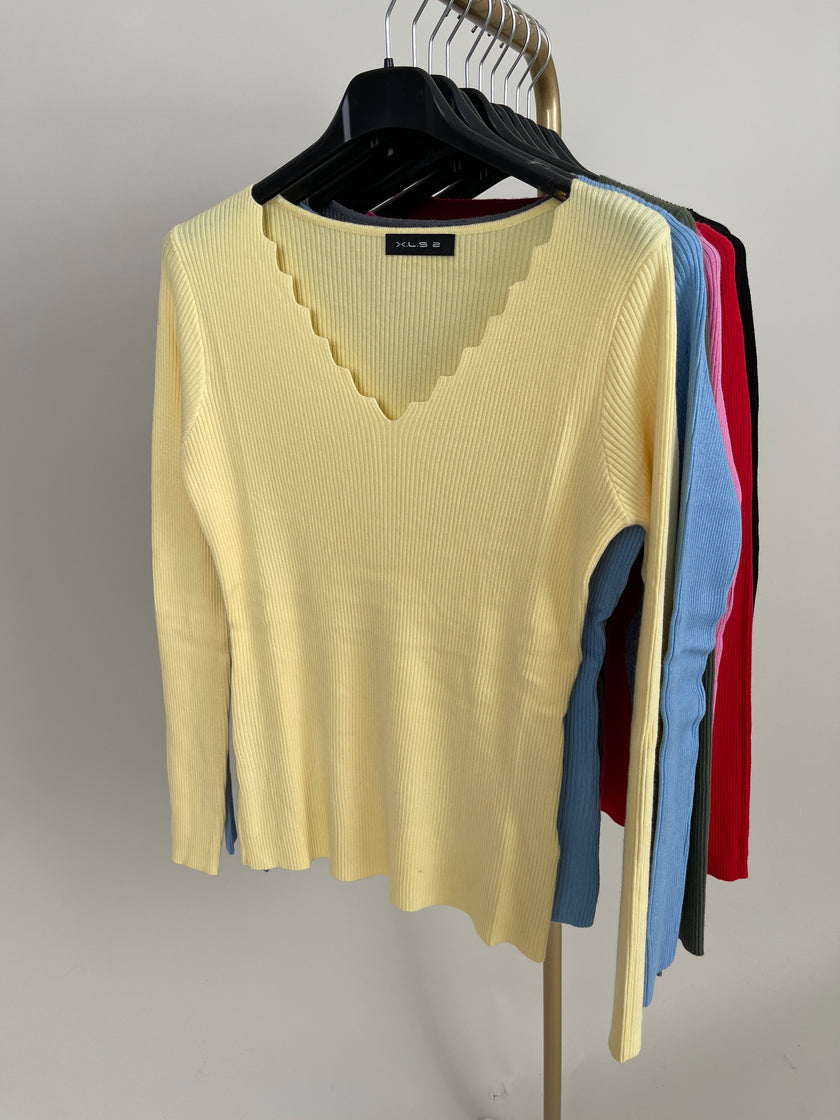 Pullover ZickZack gerippt in versch. Farben Art. 6294