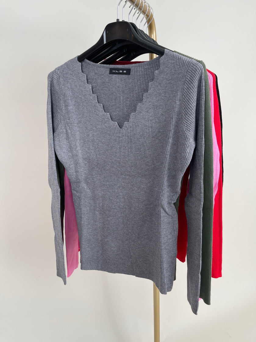 Pullover ZickZack gerippt in versch. Farben Art. 6294