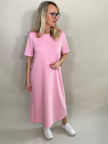 Sweatkleid Maxi mit Knöpfen in versch. Farben Artikel 5792