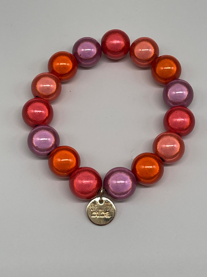 Armband Glasperlen in Pink/Orange Artikel 6229