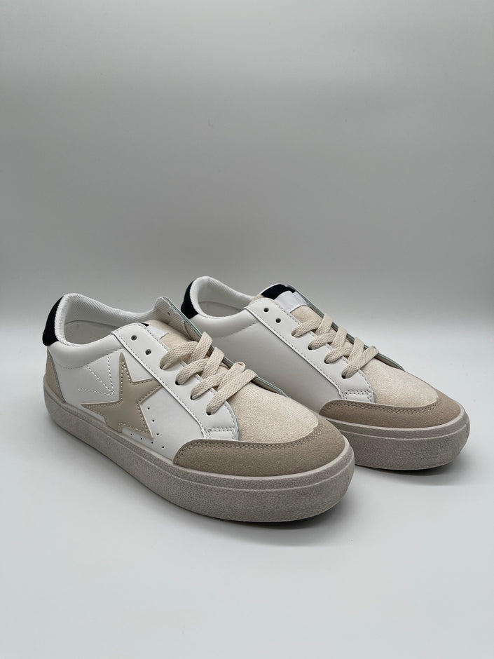 Sneaker mit Stern in Beige/Weiß Artikel 5146
