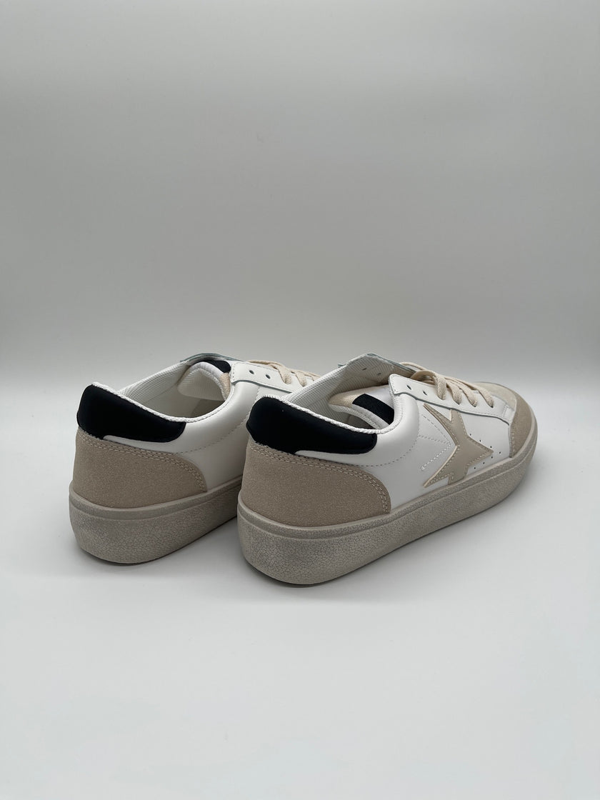 Sneaker mit Stern in Beige/Weiß Artikel 5146